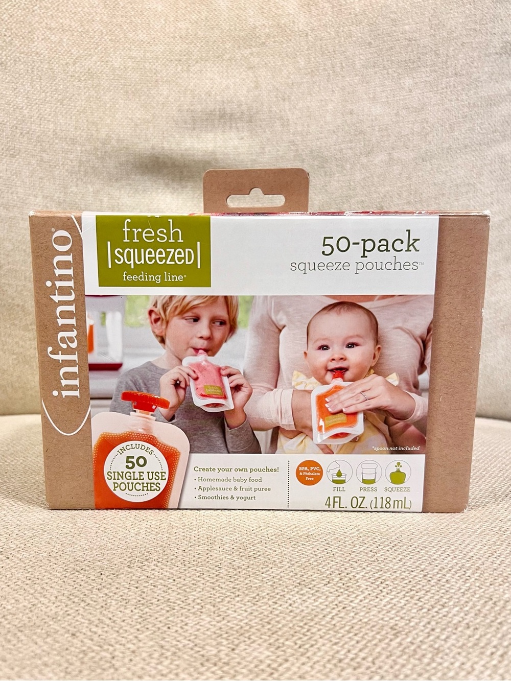 Infantino Fresh Squeezed Refillable Baby Food Pouches & Lids Lot of 45